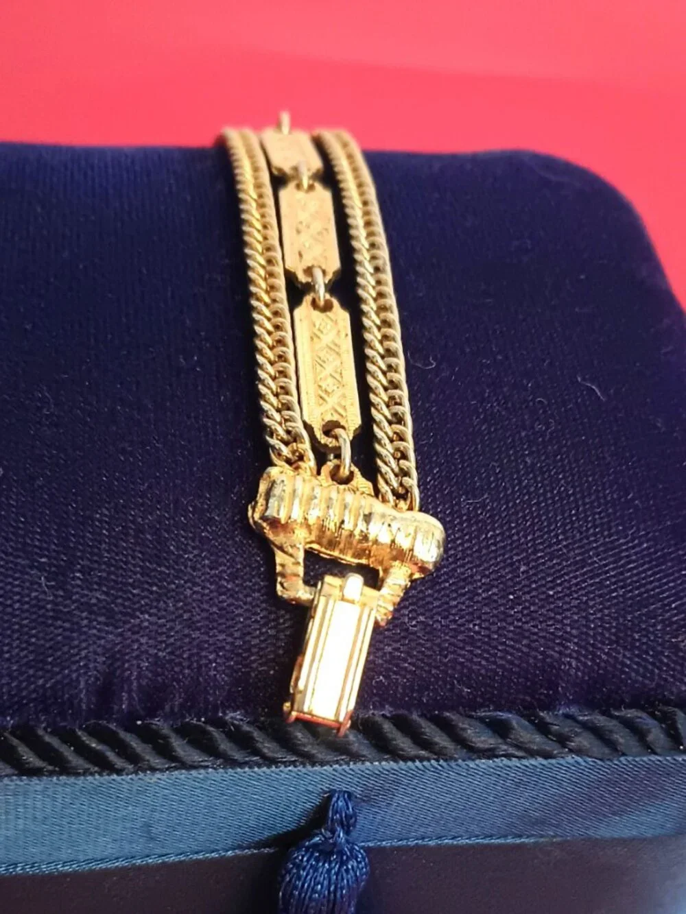 Vintage Gold Triple Strand Bracelet 6.75
